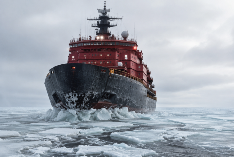 Un brise-glace naviguant dans l’Arctique canadien, où Ottawa accélère ses investissements en brise-glaces, satellites et infrastructures.