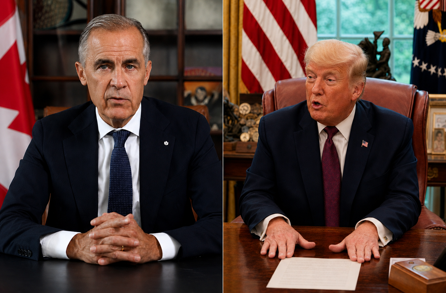 Le premier ministre canadien Mark Carney et le président américain Donald Trump.
