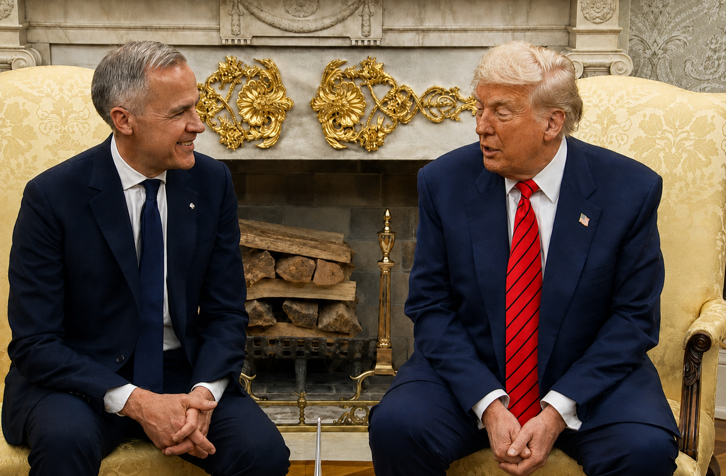Donald Trump et Mark Carney dans le Bureau ovale, à Washington.